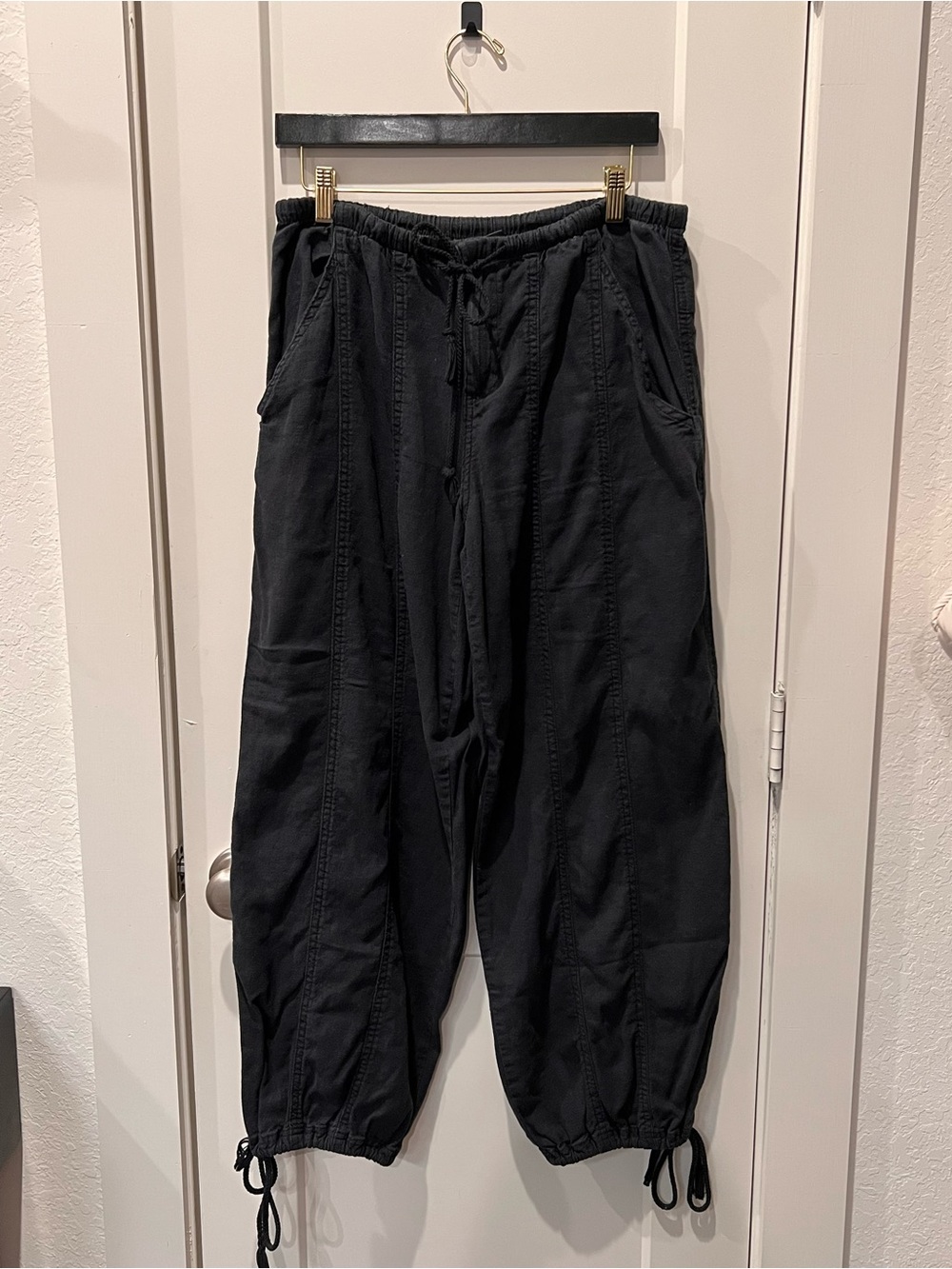 wild fable Black Drawstring Track Joggers with Ankle Ties